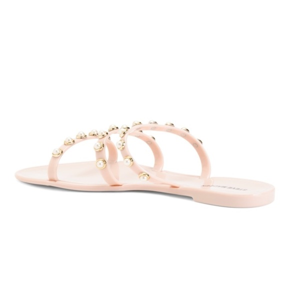 Steve‎ Madden New Size 9 Yalsa Blush Pink Pearl Embellishment Jelly Flat Sandals - Picture 2 of 6